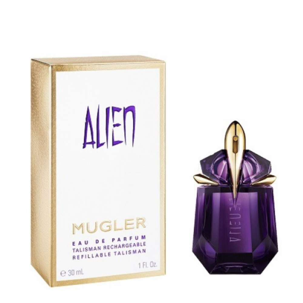 mugler-alien-edp-30ml-ricaricabile Mugler Alien EDP 30Ml Ricaricabile: confezione e flacone affiancati