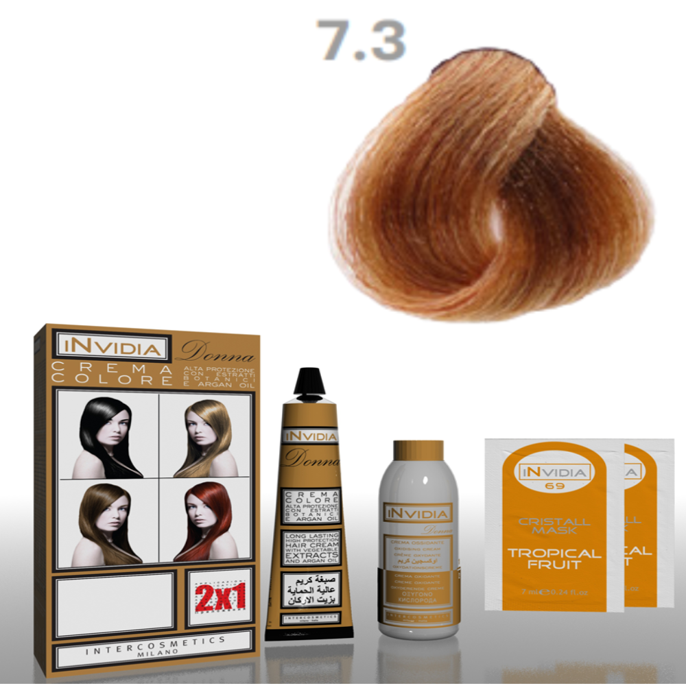 Invidia Shampoo Colorante Crema Colore Donna 100ML 7.3 Biondo Dorato