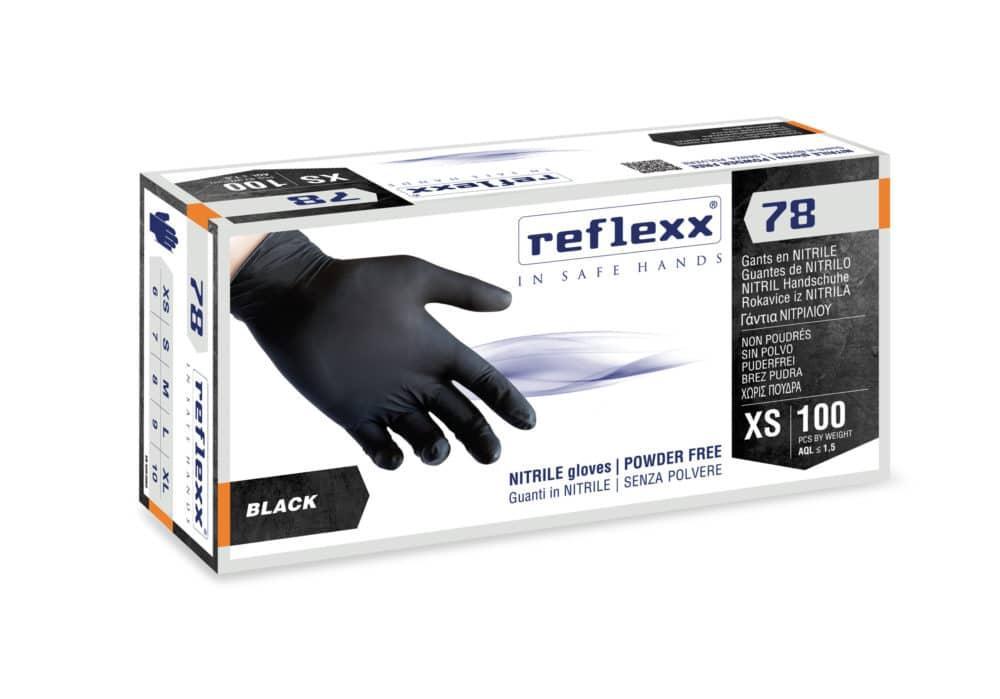 reflexx-78-guanti-nitrile-senza-polvere-extra-small-nero-100pz Reflexx 78 Guanti Nitrile Senza Polvere Extra Small Nero 100PZ