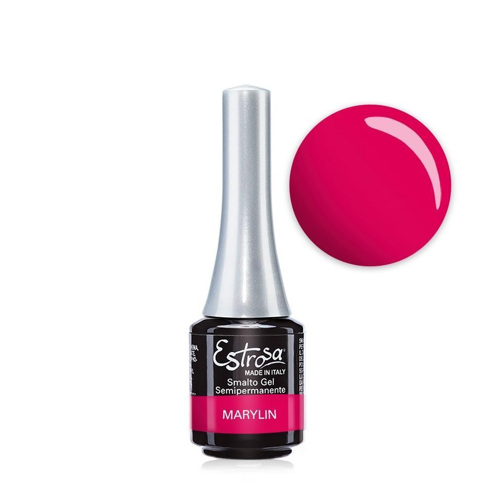 Bottiglia di smalto gel Estrosa con campione di colore rosa acceso Marylin