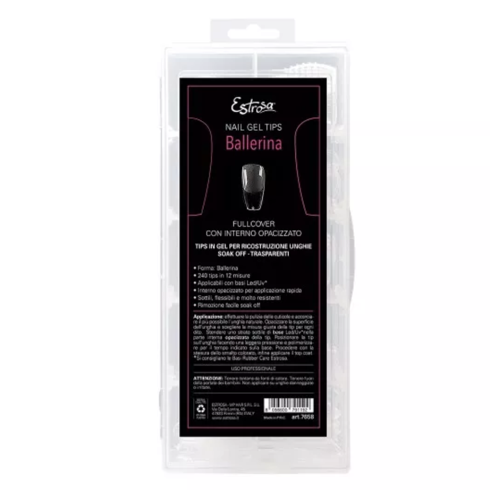 estrosa-nail-gel-tips-ballerina-lunga-240pz Estrosa Nail Gel Tips Ballerina Lunga 240PZ