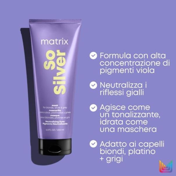 Flacone di Maschera Antigiallo So Silver Total Results MATRIX 200ML