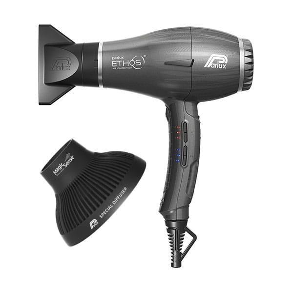 Parlux Ethos grigio con bocchettone piatto staccato e cavo in primo piano