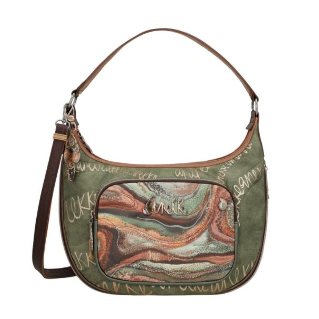 anekke anekke borsa con manico - foto 1 Anekke borsa a spalla con manico, verde oliva con decorazioni floreali