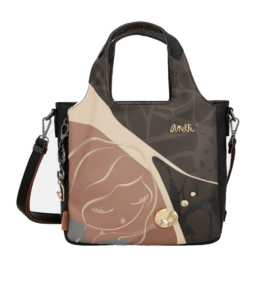 anekke anekke borsa con manico - foto 1 Anekke borsa con manico grigio marrone decorazioni floreali spalla regolabile