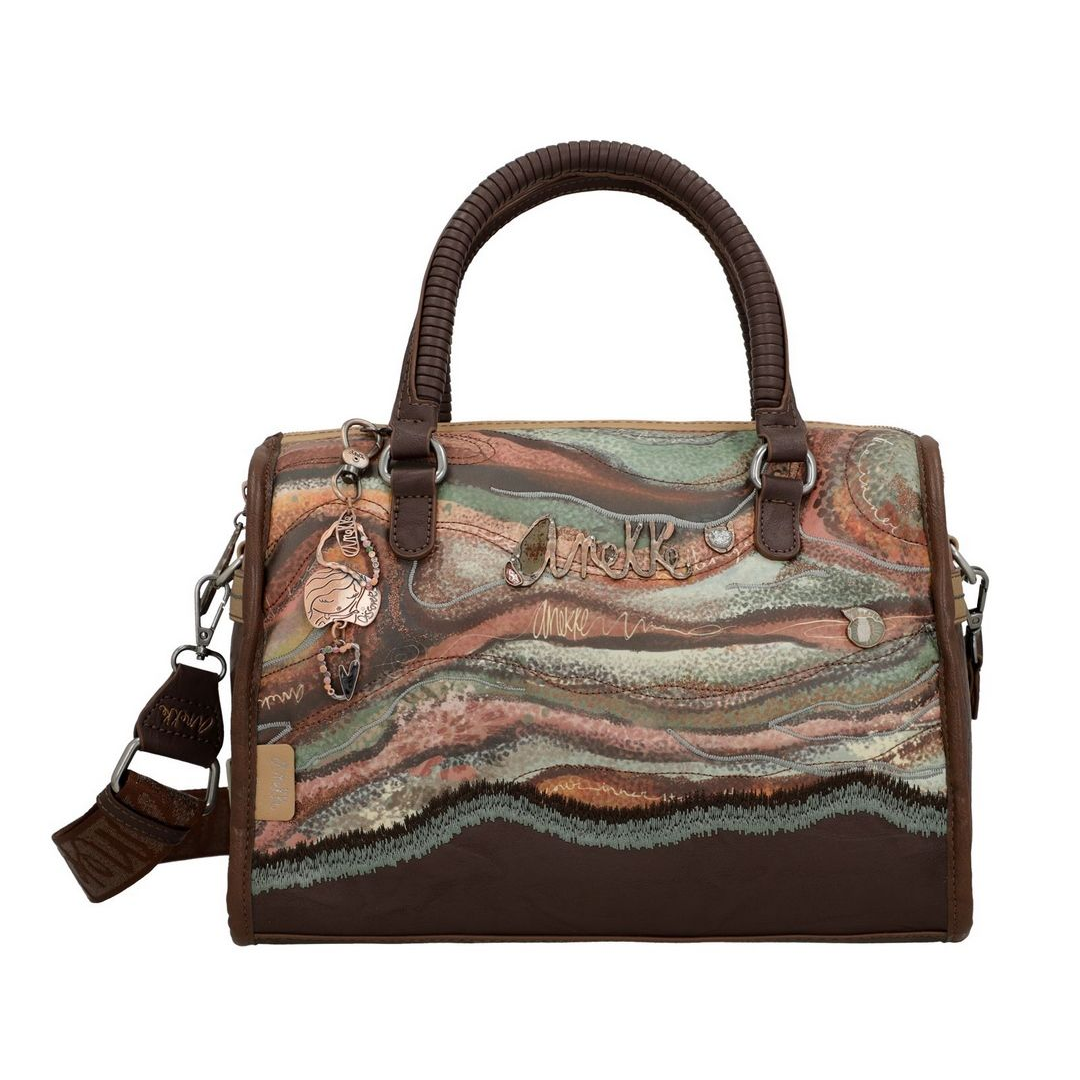 anekke anekke borsa con manico - foto 1 Borsa a mano ANEKKE con manici e tracolla, pattern decorativo e dettagli marrone