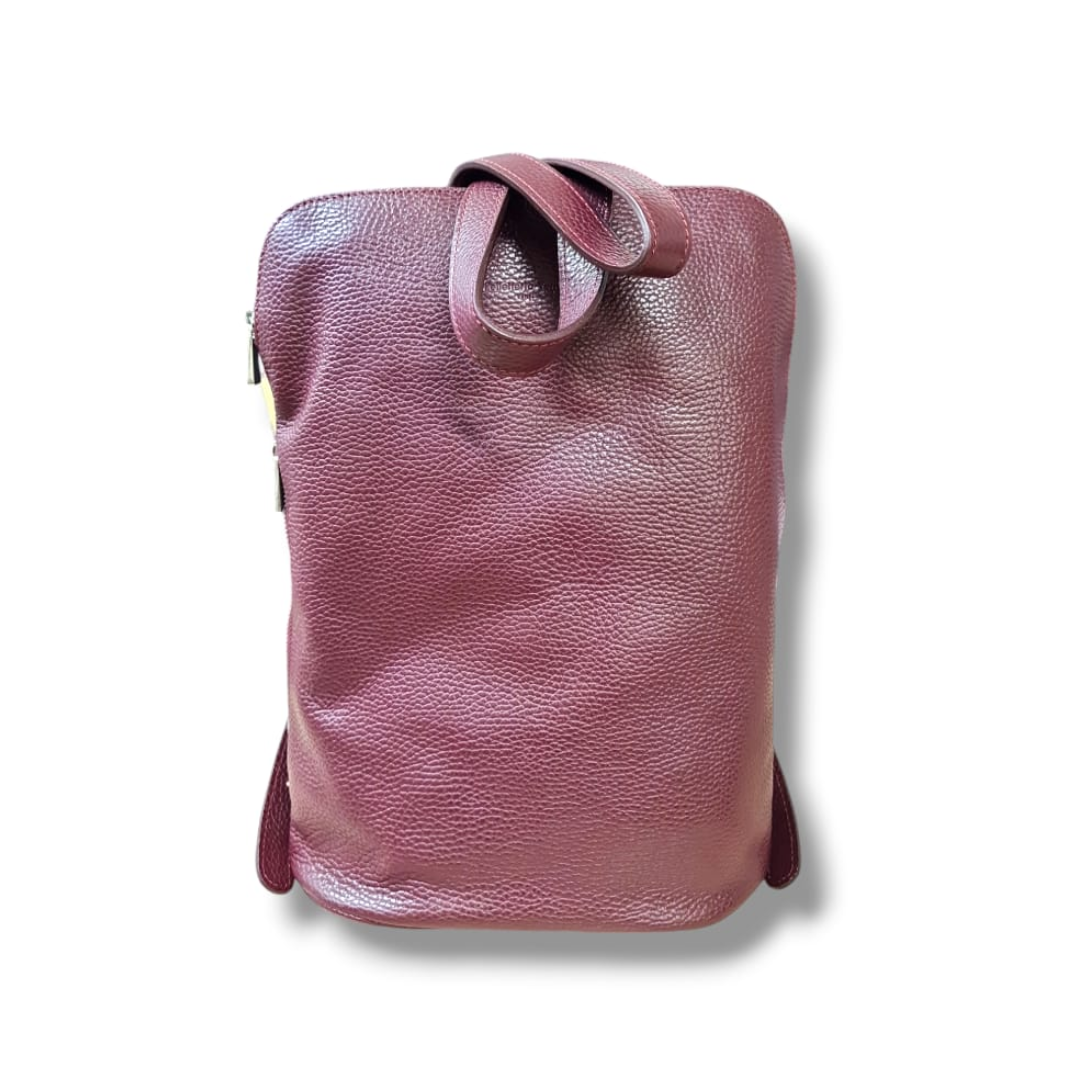 pelletteria veneta pelletteria veneta borsa zaino in pelle bordò - foto 1 Borsa zaino in pelle con cinghie morbide e doppi manici superiori