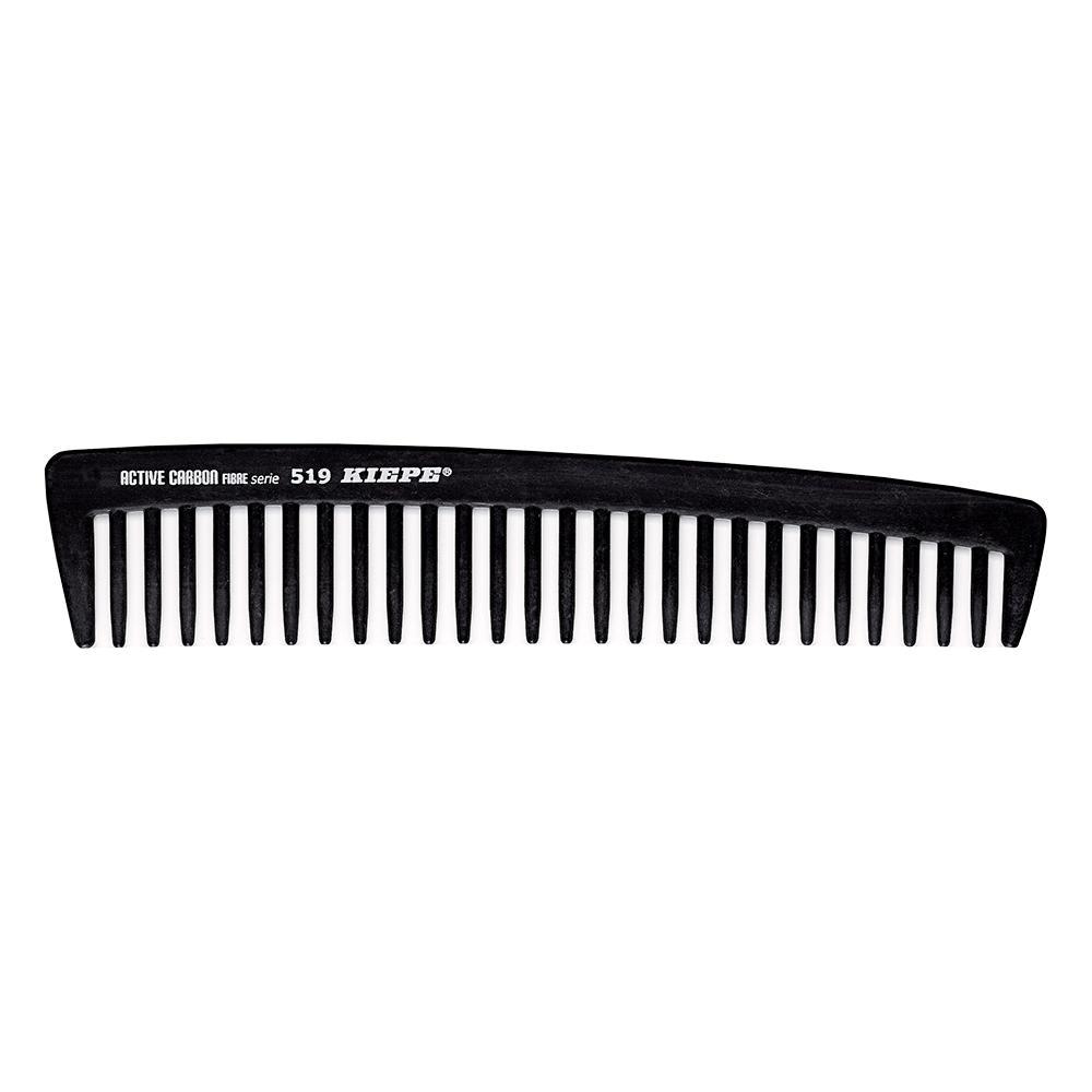 kiepe-pettine-active-carbon-fibre-in-carbonio-185-x-38mm Pettine nero in fibra di carbonio con denti fitti, manico curvo e dettagli stampati