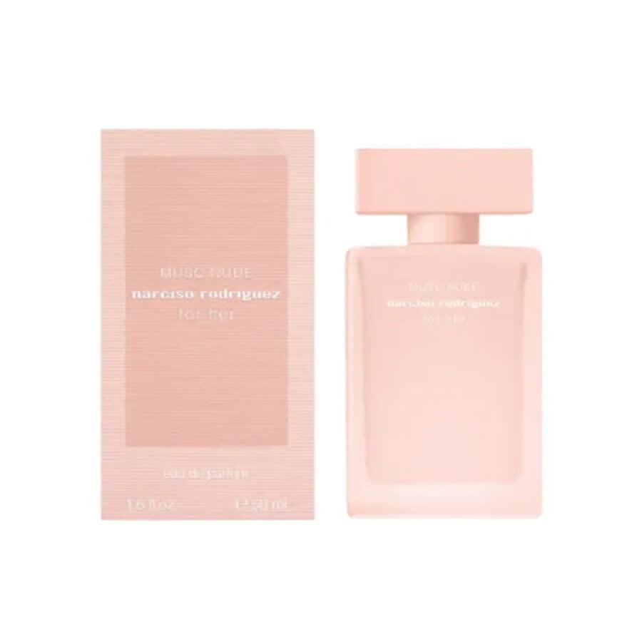 narciso rodriguez e.d.p.n.rodriguez musk nude 50 ml - foto 1 Confezione e bottiglia profumo Narciso Rodriguez Musk Nude 50ml rosa pesca su sfondo bianco
