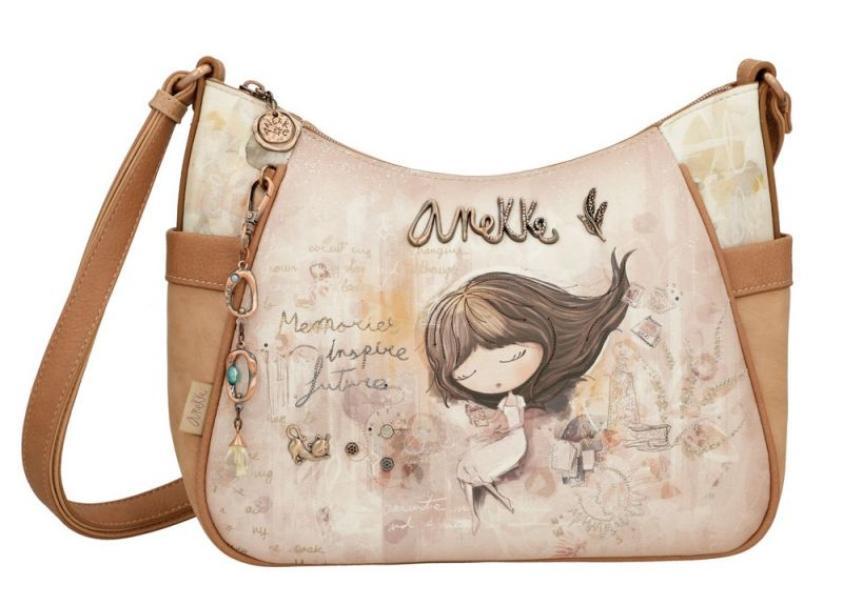 anekke anekke borsa sintetico 40803-002 - foto 1 Borsa a tracolla ANEKKE sintetico beige con decorazioni, manici e dettagli marrone