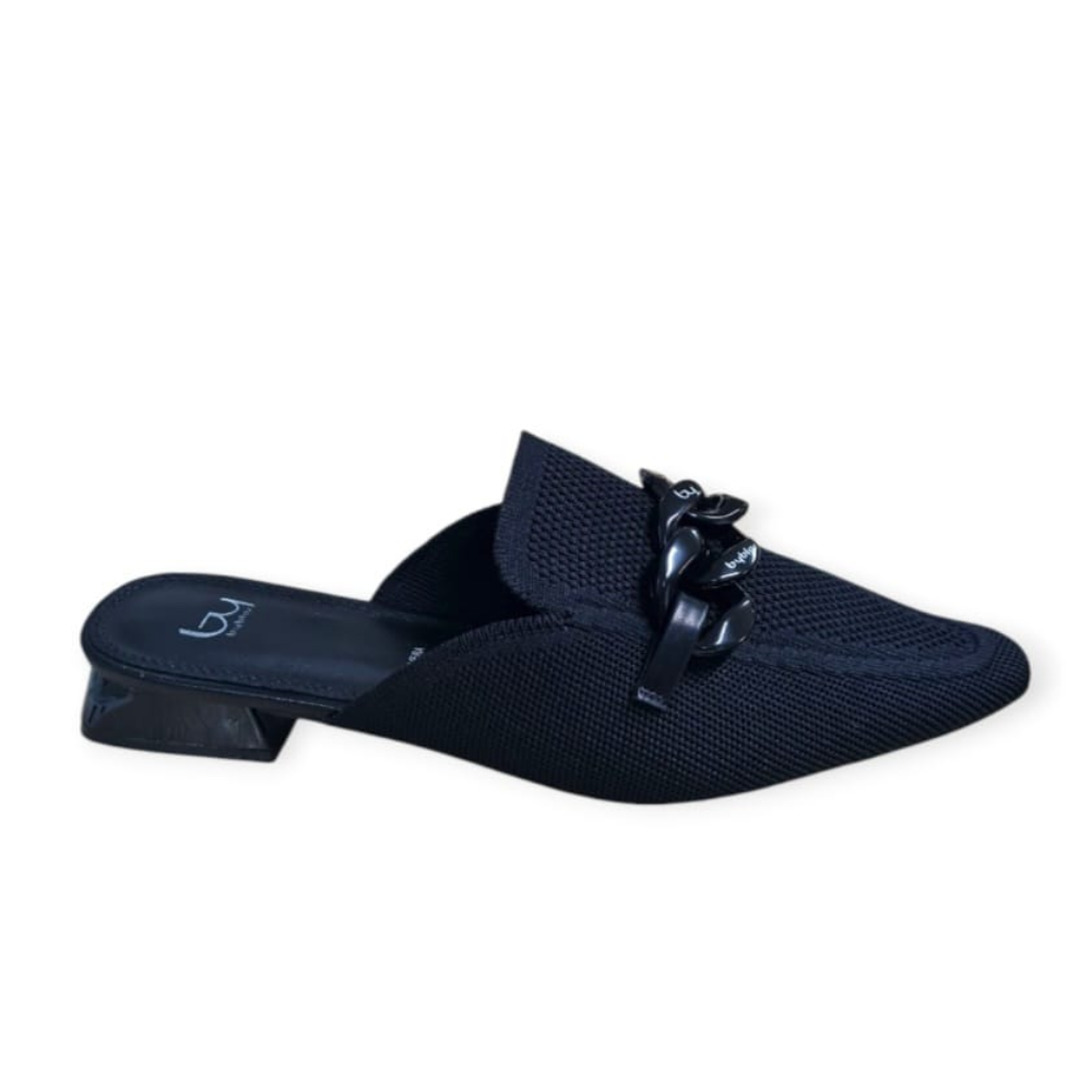 byblos byblos scarpe donna yn bernis nâ°39 bysc96201tes - foto 1 Mule donna in tessuto blu scuro con dettaglio catena dorata