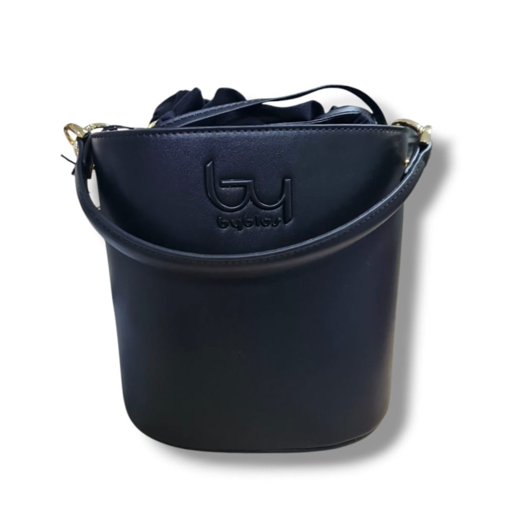 byblos byblos borsa sintetico black bybs14b01 - foto 1 Borsa BYBLOS in sintetico nero con logo frontale, manici e tracolla