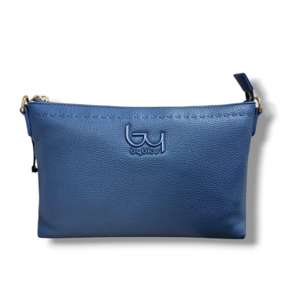 mac alyster mac alyster borsa msrine lba-100-3 - foto 1 Borsa a tracolla blu in pelle con logo 'bu' in rilievo, vista frontale