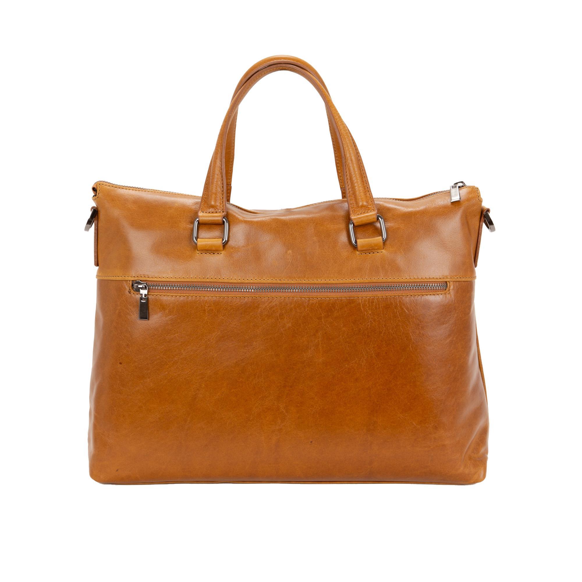 Cartella in pelle vintage Pelletteria Veneta, colore marrone, manici in pelle e tracolla regolabile