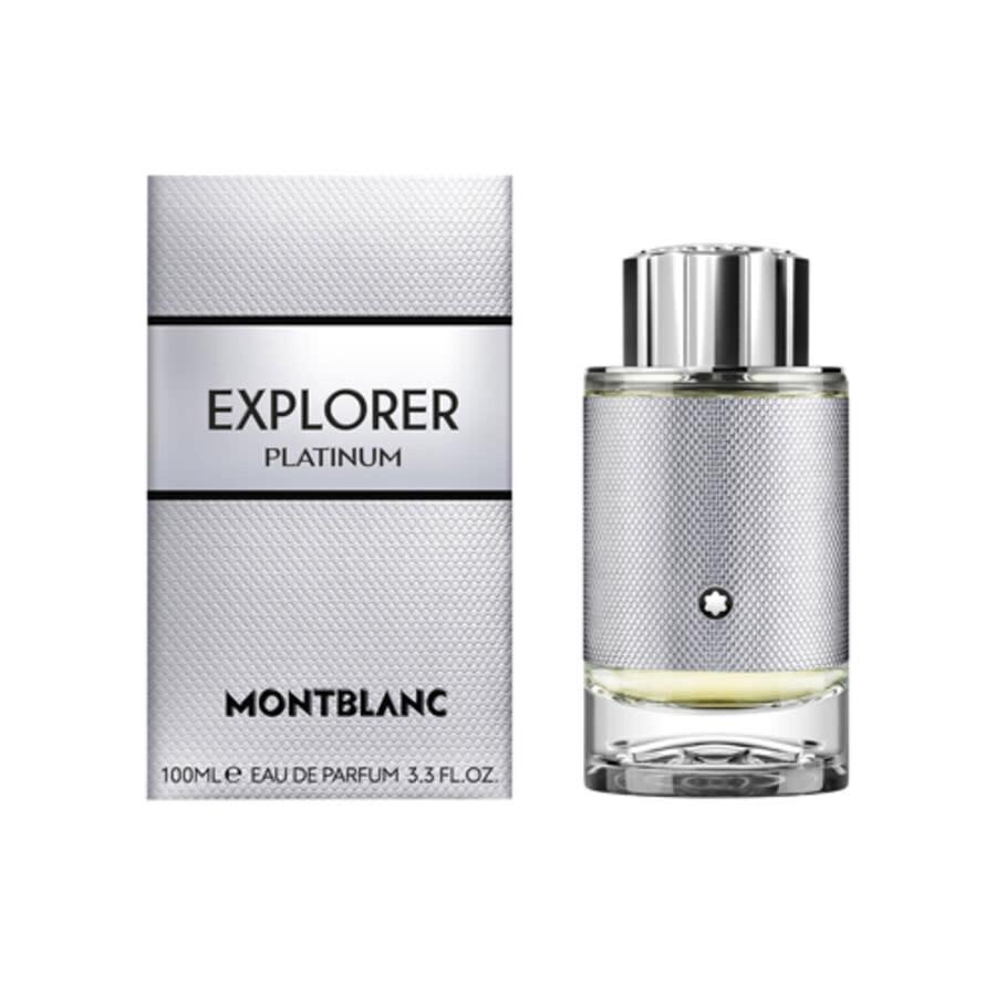 Confezione bianca EXPLORER PLATINUM e flacone trasparente 100ml con tappo cromato, liquido giallo