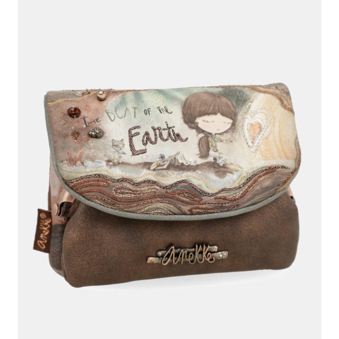 anekke anekke porta monete 39809-016 - foto 1 Porta monete ANEKKE beige/marrone con stampa faith e logo ricamato