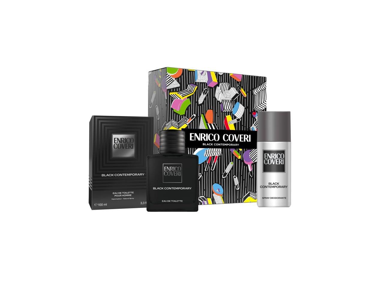Confezione Enrico Coveri Black composta da profumo 100ml e deodorante