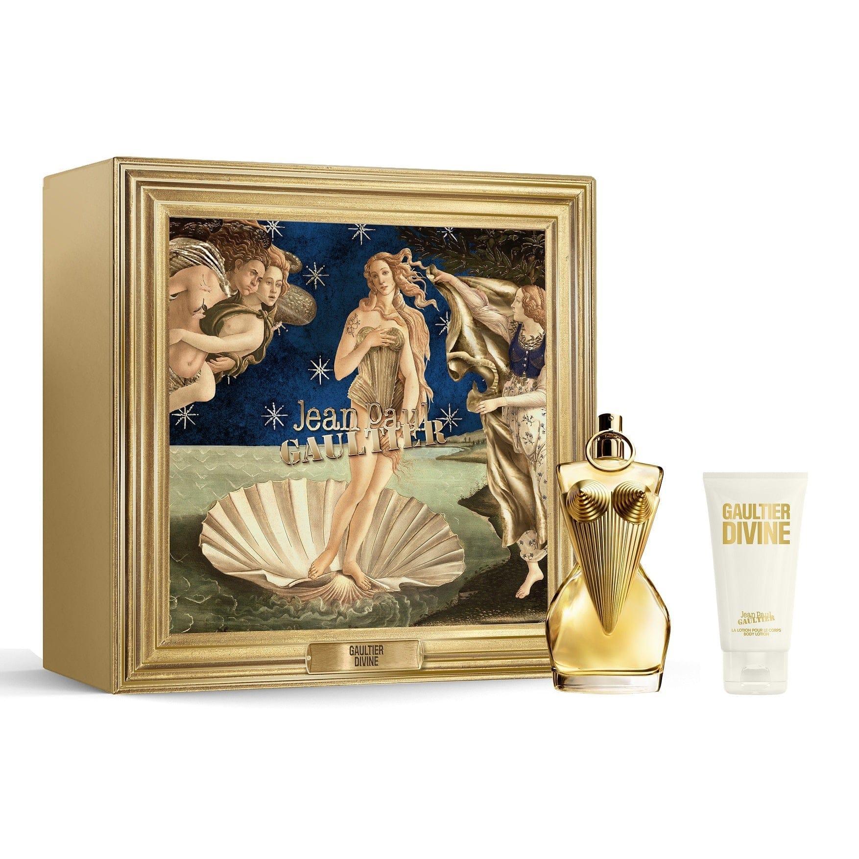 Cofanetto regalo dorato Jean Paul Gaultier Divine con bottiglie di profumo