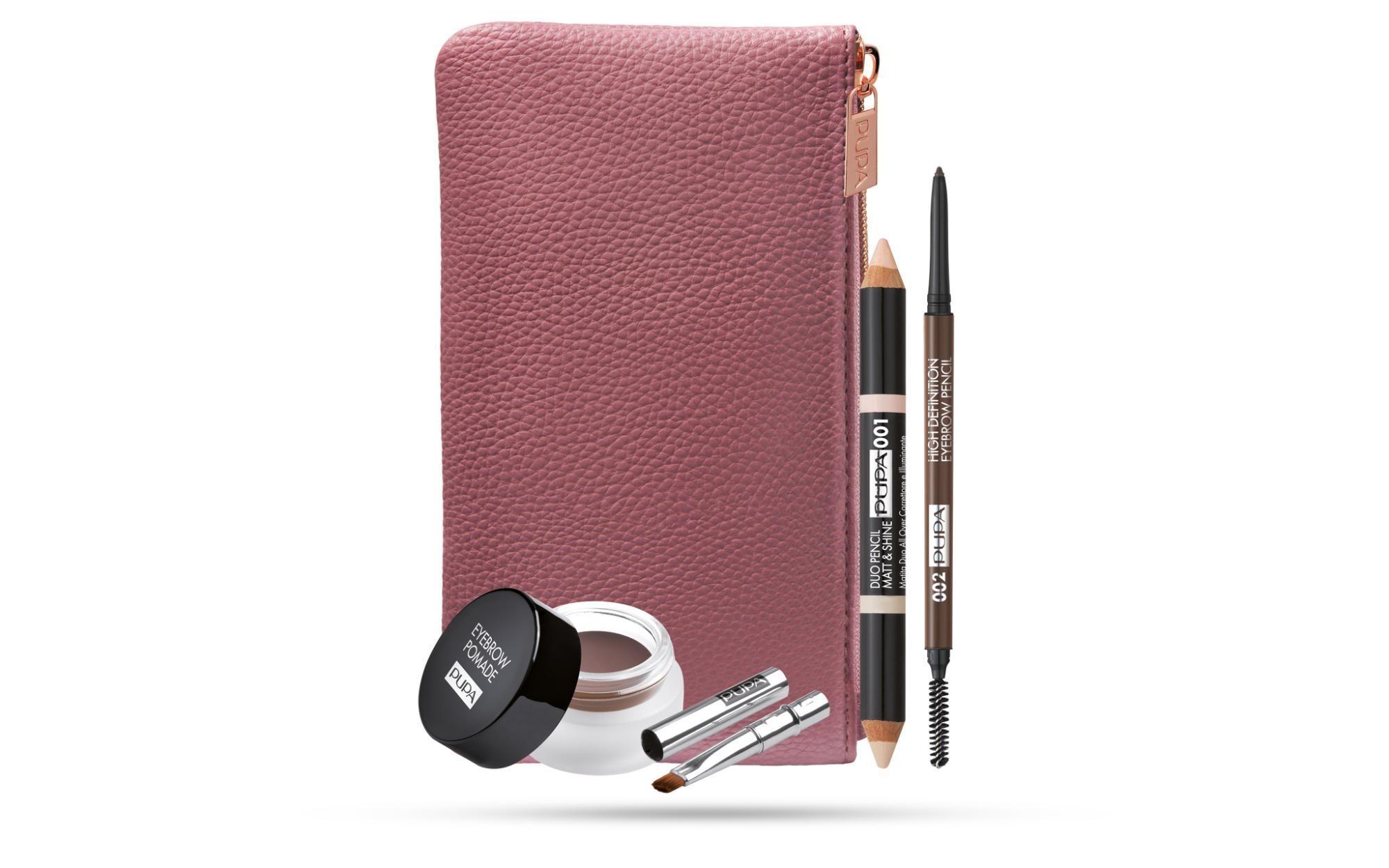 pupa pupa eyebrow professional kit brown - foto 1 Kit professionale PUPA Eyebrow con custodia rosa, matite e pennelli sopracciglia