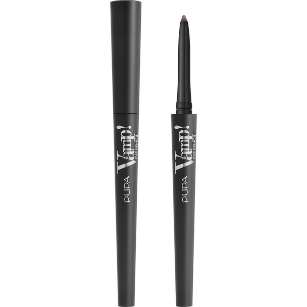 Due matite PUPA Eye Pencil Vamp! 102, una con cappuccio chiuso e una con punta estratta, su sfondo bianco