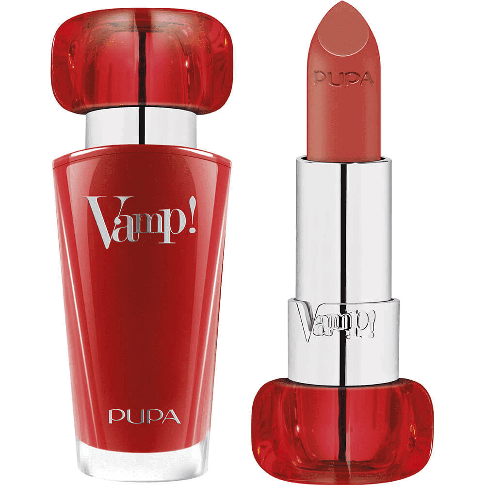 pupa pupa lipstick vamp! 306 - foto 1 Rossetto Pupa Vamp! 306 - vista della confezione, del tubo e del colore applicato