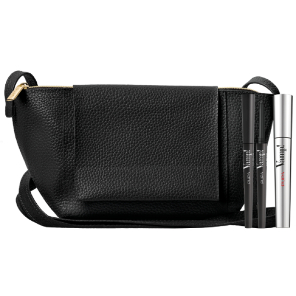 pupa pupa kit vamp!+eye pencil - foto 1 Kit trucco PUPA VAMP! con eye pencil e borsa nera, prodotti cosmetici assortiti