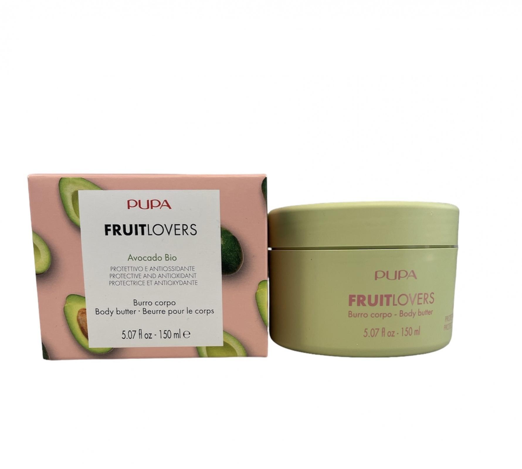 pupa pupa fruit lovers cr.burro 003 150ml - foto 1 Confezione decorata PUPA Fruit Lovers e barattolo verde di crema burro 150ml