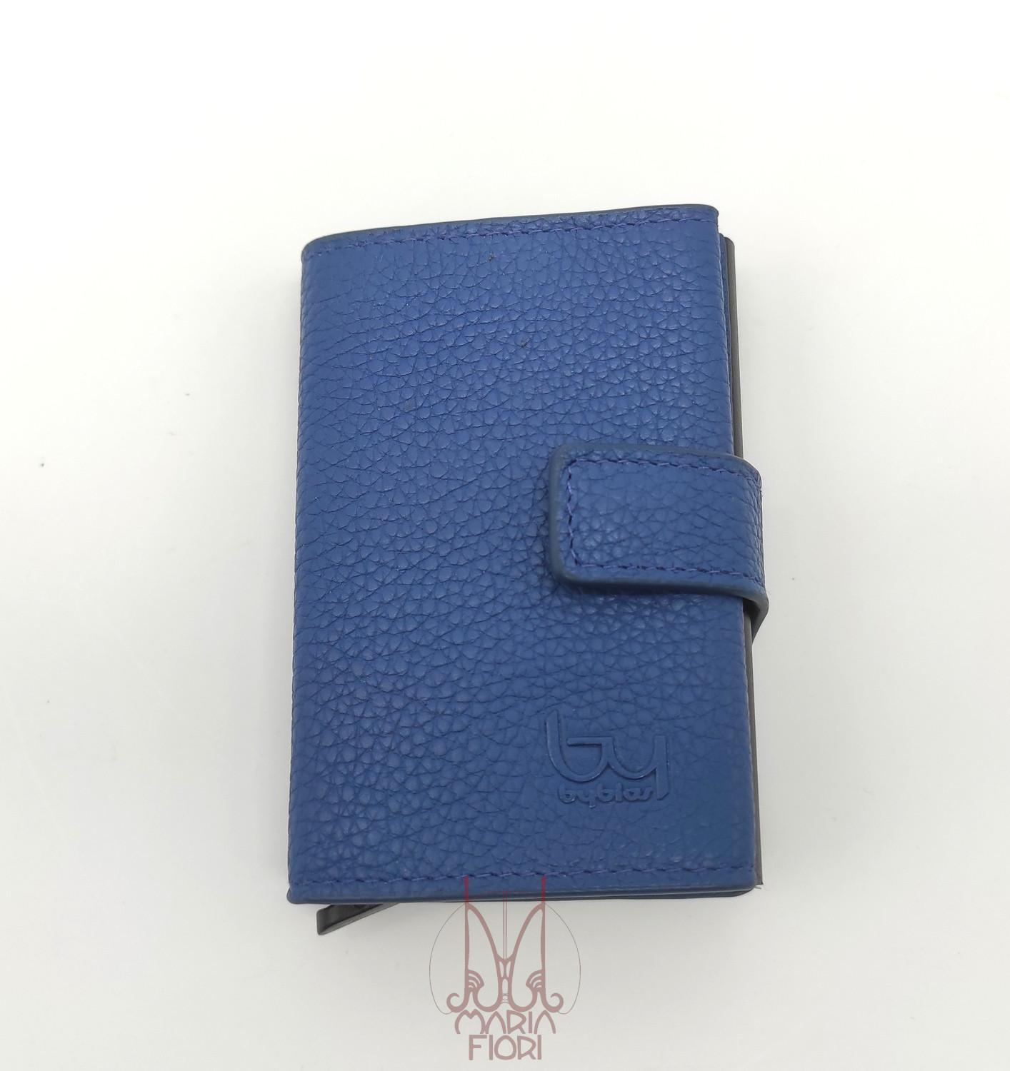 BYBLOS portafoglio uomo blu con chiusura a bottone