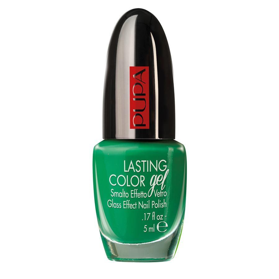 PUPA Smalto Lasting Color Gel verde flacone con pennello nero e tappo arrotondato