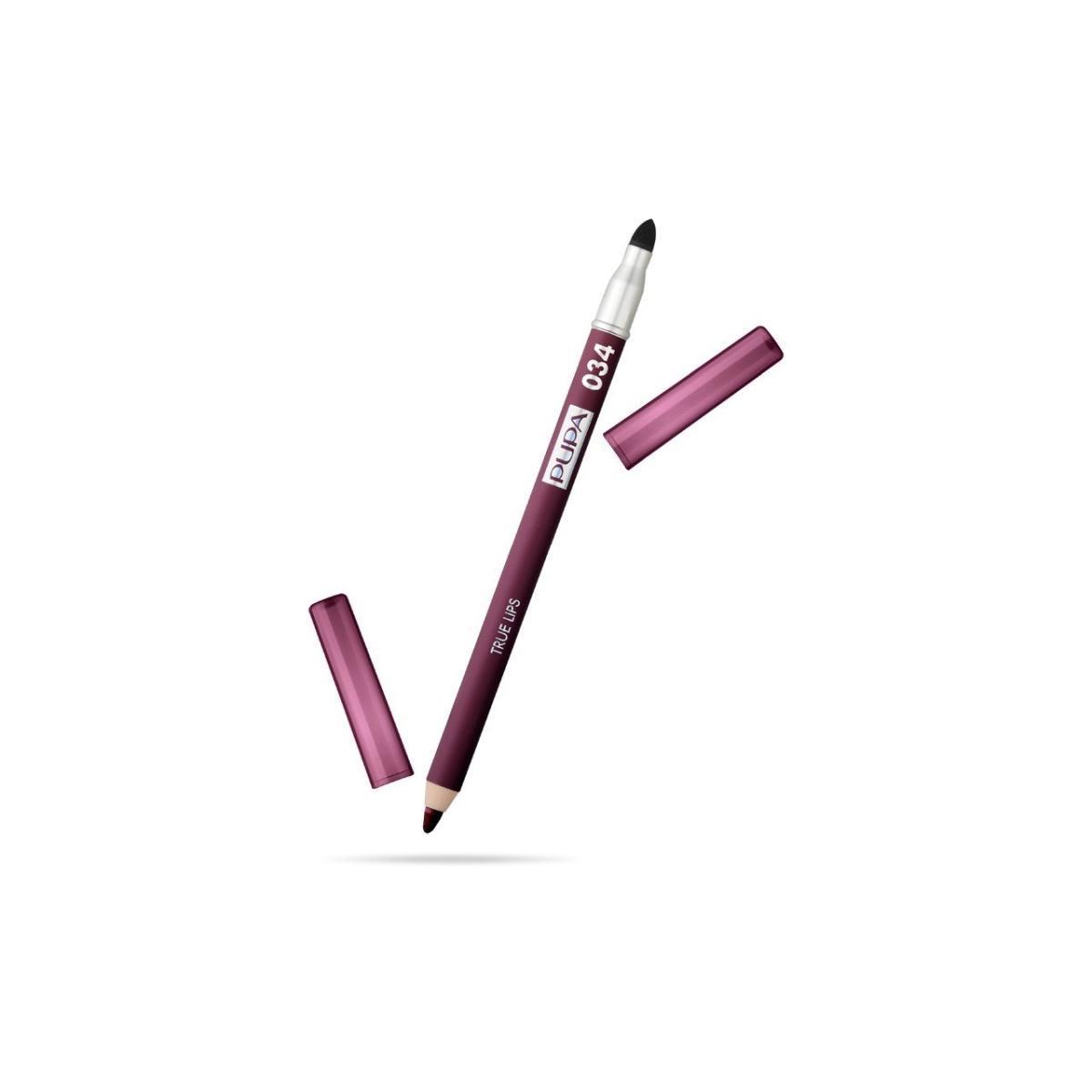 pupa pupa matita true lips n.34 - foto 1 Matita labbra PUPA True Lips N.34 wine, tre elementi su sfondo bianco