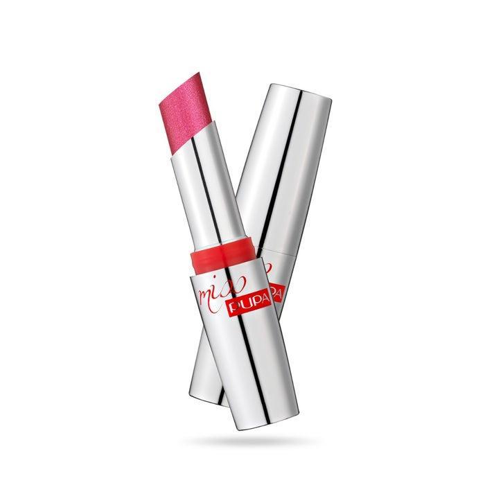 pupa pupa rossetto miss pupa n.703 - foto 1 Rossetti PUPA Miss Pupa tonalità rosa-rosso con packaging argento su sfondo bianco