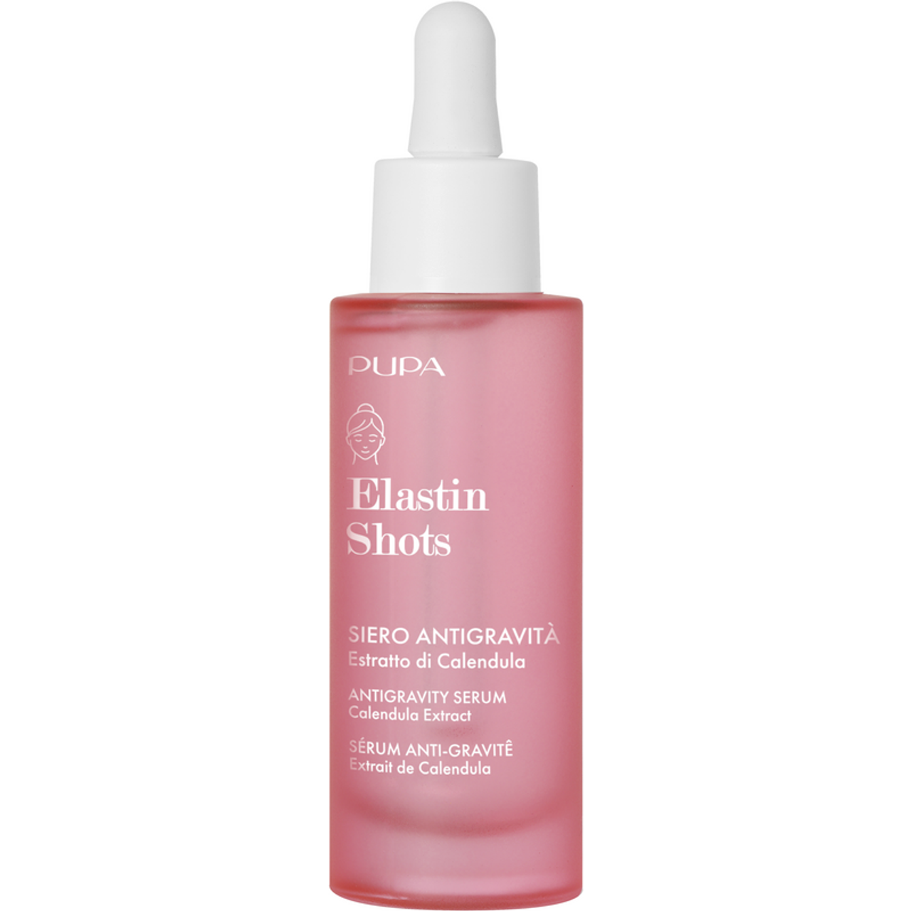 pupa pupa siero elastin shots 30ml - foto 1 PUPA Elastin Shots 30ml, flacone rosa trasparente con contagocce bianco