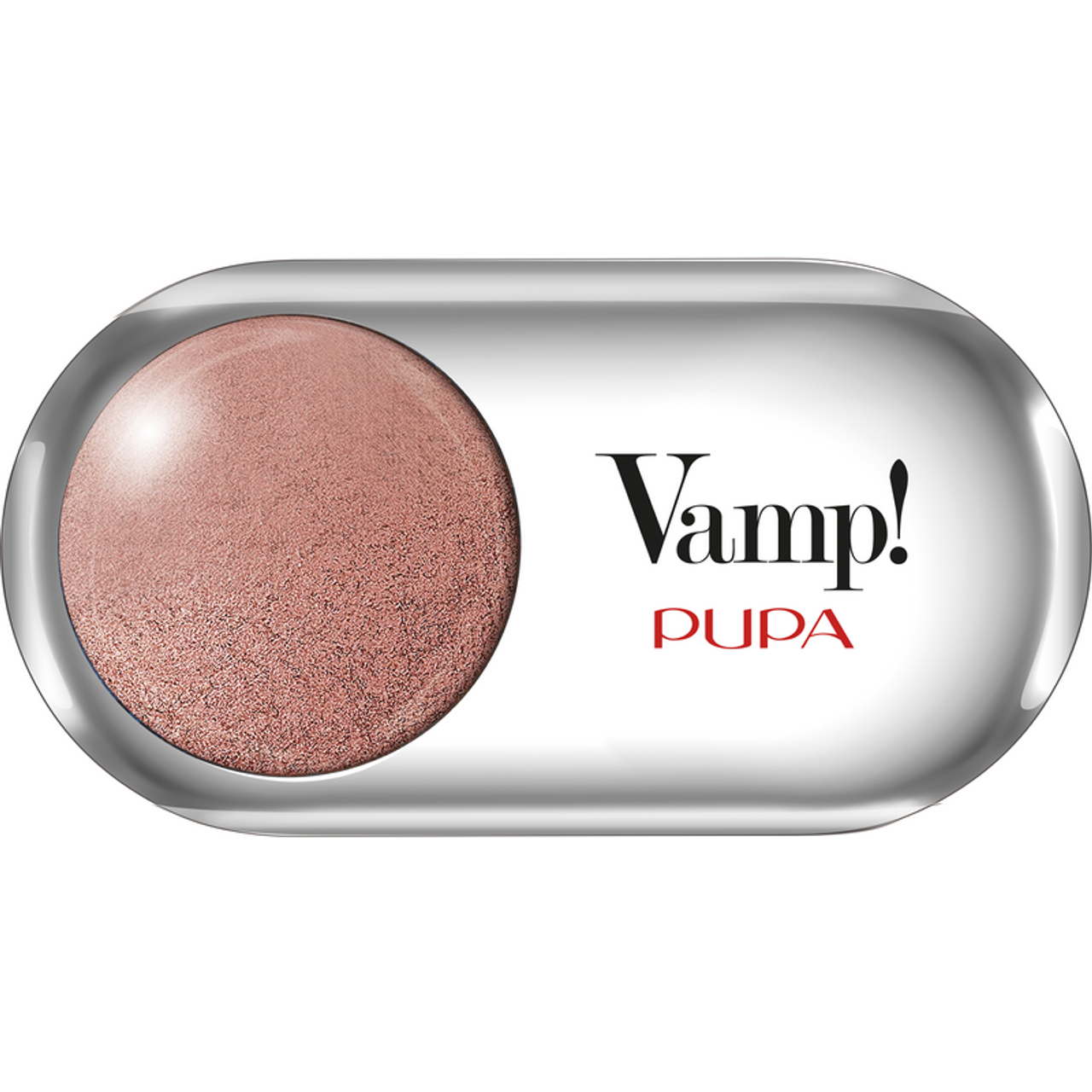 PUPA Vamp Ombra Wet & Dry 407, ombretto in contenitore pilula grigio metallizzato, colore rosa