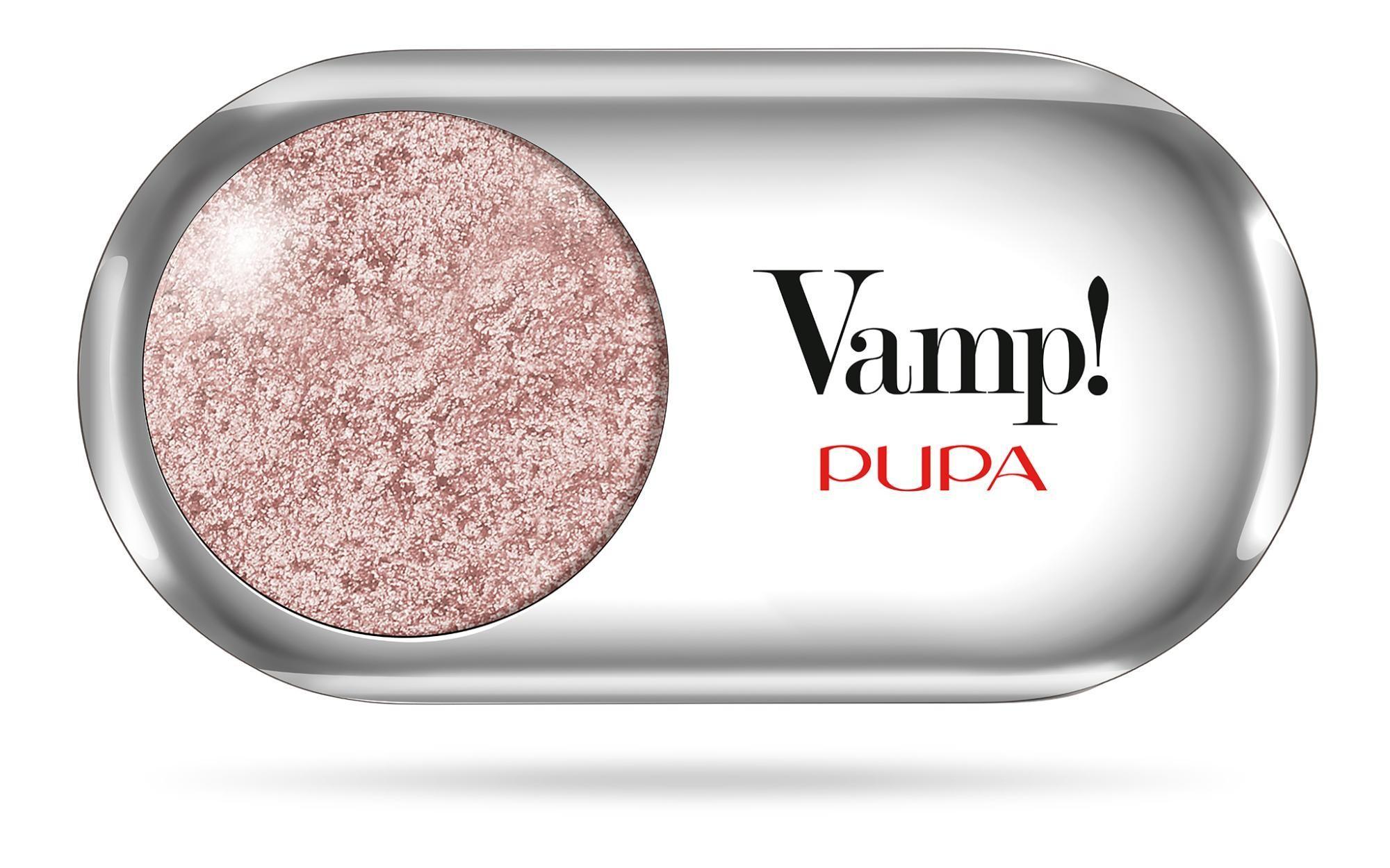 PUPA VAMP Ombretto Metallic 108, ombretto rosa metallizzato in contenitore ovale