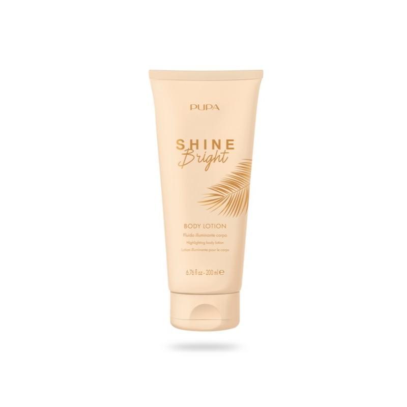 PUPA Shine Bright Body Lotion - tubo beige con decorazione foglia dorata