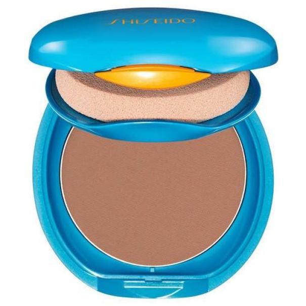 shiseido shiseido sun f.t.comp.30 db spf30 12g - foto 1 Fondotinta compatto Shiseido Sun SPF30, confezione blu aperta con prodotto e specchietto