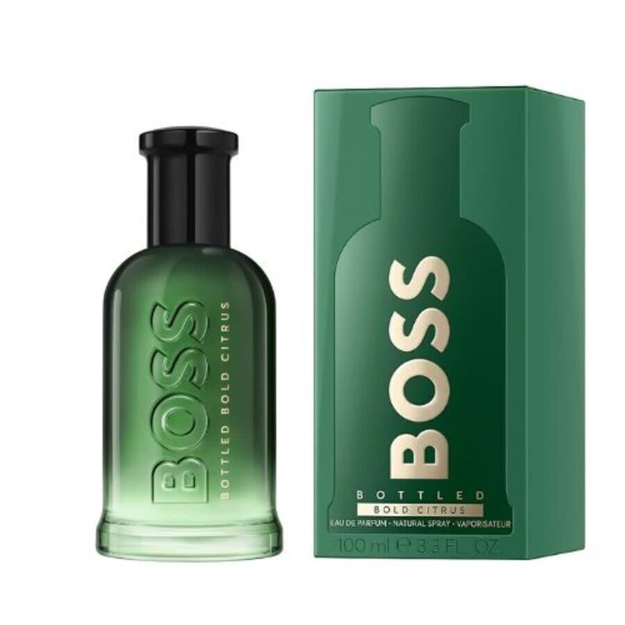 hugo boss e.d.p.boss bottled citrus 100ml - foto 1 Flacone di vetro verde trasparente con tappo nero e confezione verde