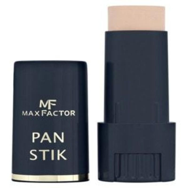 max factor m.factor f.tinta pan stick n.13 - foto 1 Fondotinta in stick Max Factor Pan Stick colore N.13, packaging nero aperto con prodotto beige