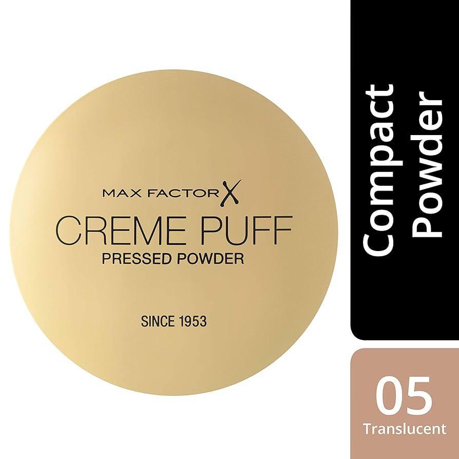 Cipria compatta Creme Puff Max Factor 05 Translucent, confezione rotonda beige