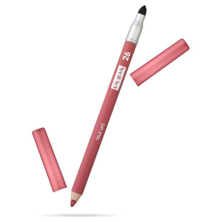 PUPA Matita True Lips N.26 con coperchio, aperta e chiusa, su sfondo bianco