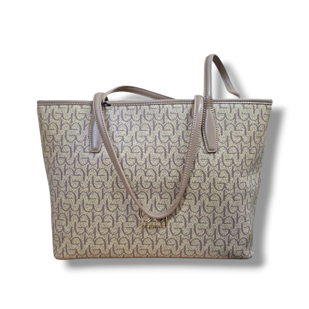 Borsa Byblos in sintetico beige/taupe con motivo monogramma
