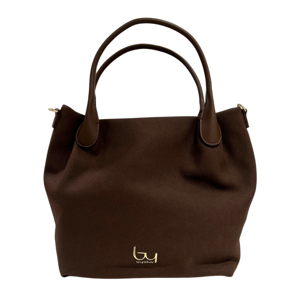 byblos byblos borsa sintetico daisy suede bybs66b01s 913 tan - foto 1 Borsa in sintetico color marrone con manici e logo BYBLOS