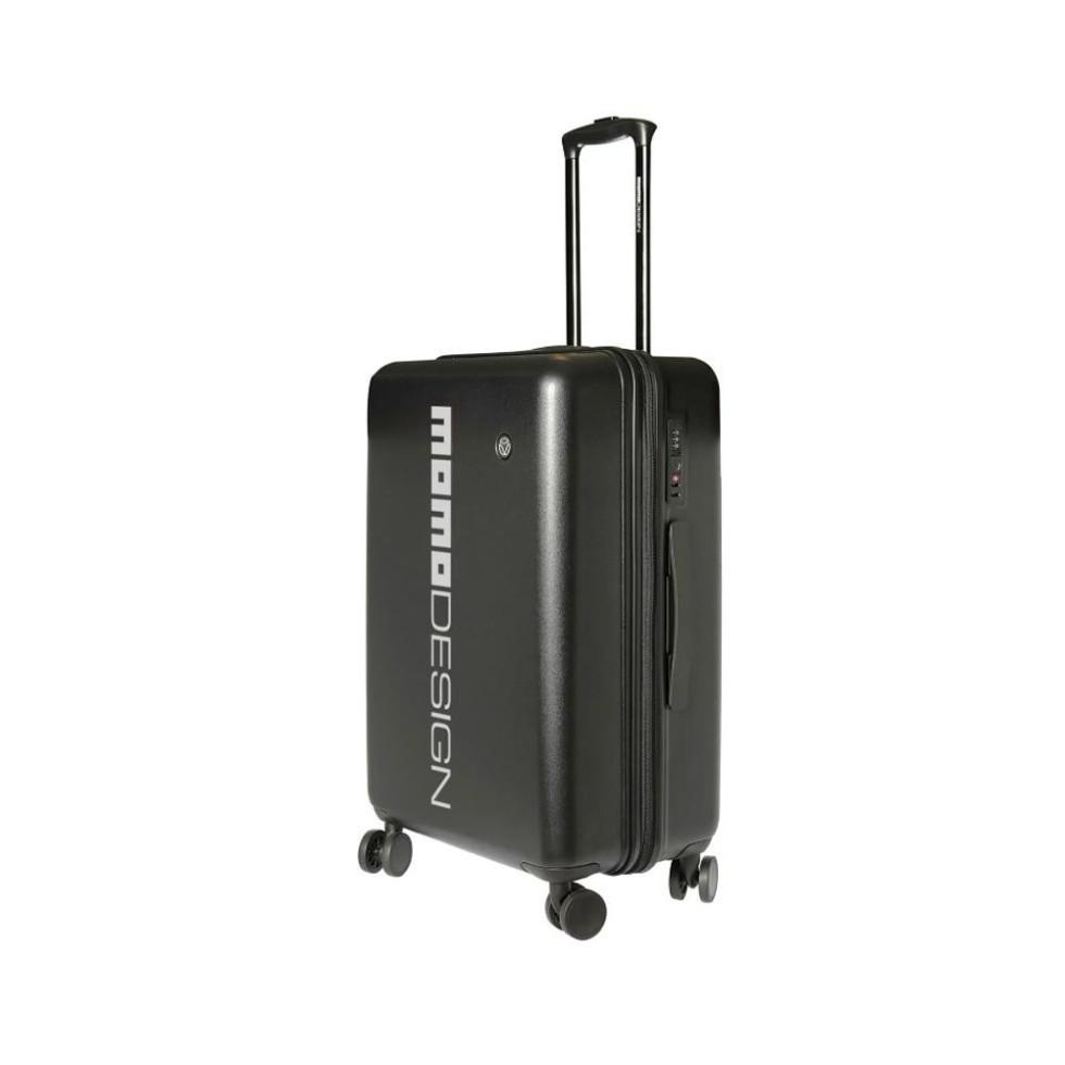 MOMO DESIGN TROLLEY MEDIO UNICA MO-03M BLACK Trolley nero ripreso da angolazione laterale con logo sulla superficie