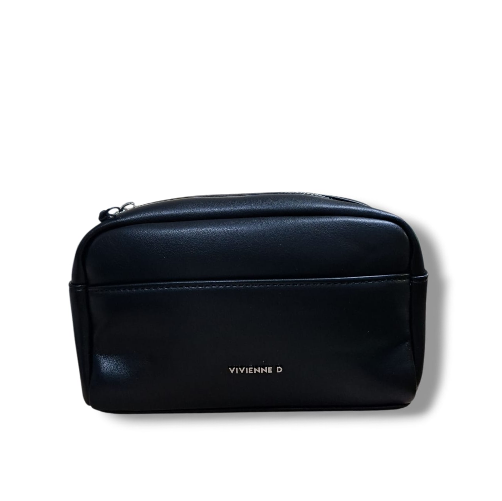 Borsa rettangolare nera Vivienne con logo sul fronte e zip superiore
