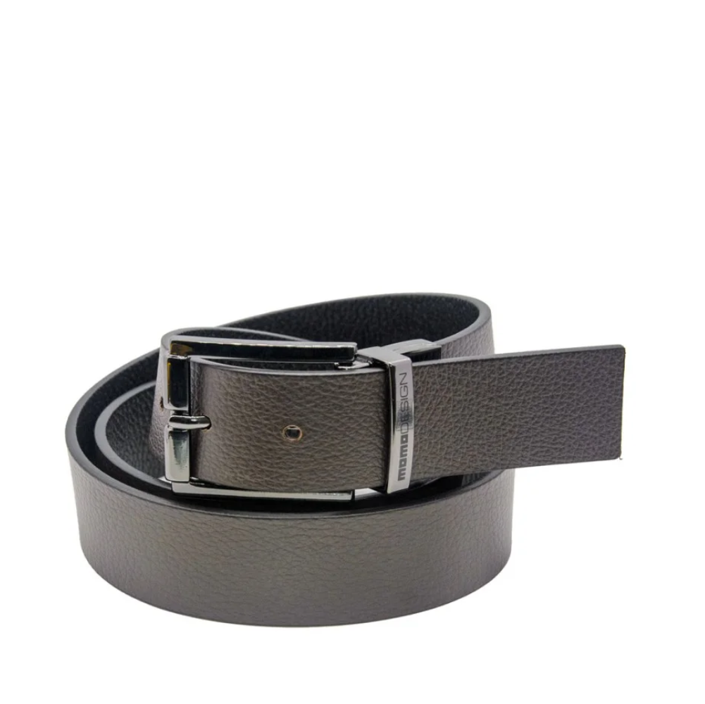 Cintura MOMO DESIGN nera/moro, pelle, fibbia metallica, arrotolata