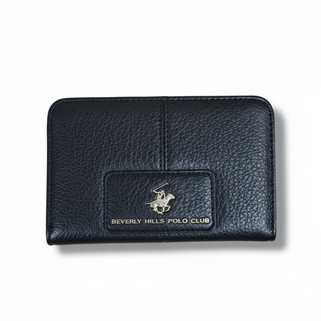 Portafoglio donna pelle PU nero Beverly Hills Polo Club BH-4224, chiuso, vista frontale