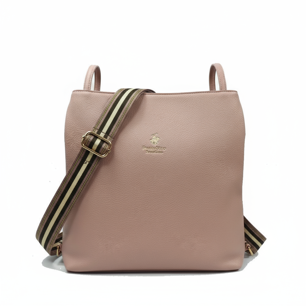 Borsa donna Beverly Hills Polo Club modello BH-4342 cipria con tracolla regolabile