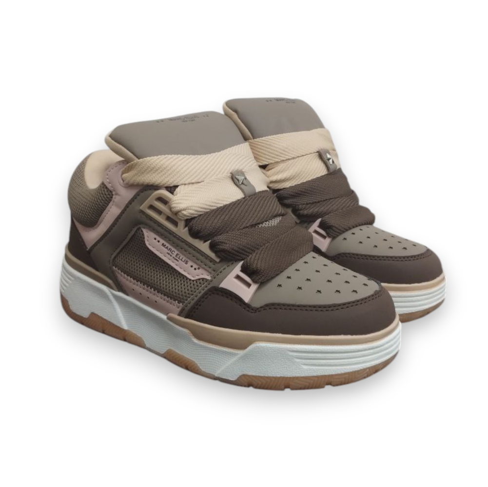 Sneakers alte Marc Ellis marrone, beige, nude con dettagli in pelle scamosciata