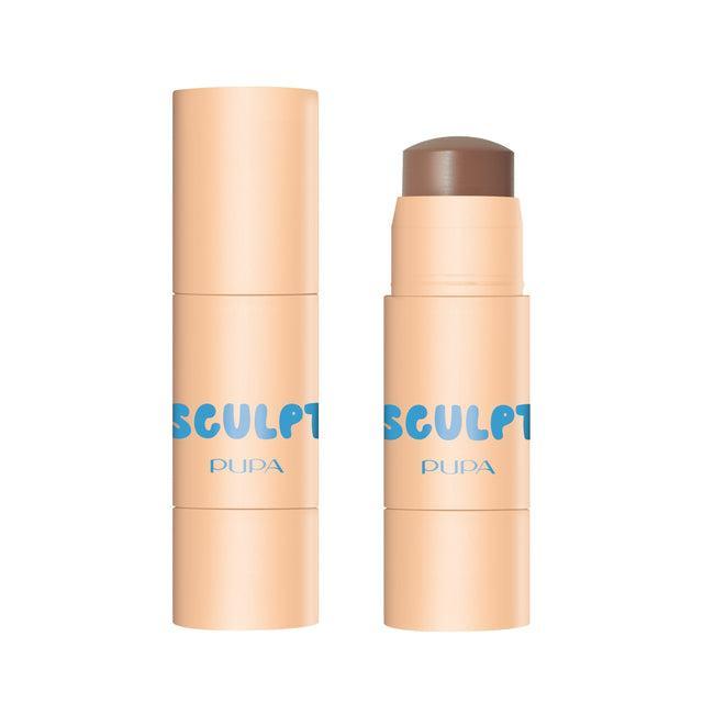 pupa pupa stickologist sculpt contouring.002 - foto 1 Stick contouring PUPA Stickologist Sculpt: packaging cilindrico beige con cap, applicazione su viso