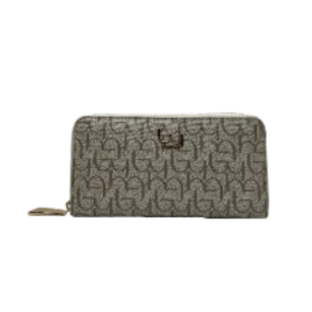 byblos byblos portafoglio sintetico notredame byps64a155 z5 taupe - foto 1 Portafoglio sintetico Byblos chiusura lampo pattern jacquard monogramma